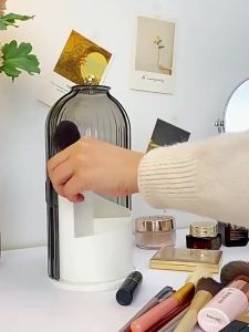 COD Cosmetic Storage Box: A Multifunctional 360° Rotating Dustproof Transparent Makeup Brush Organizer