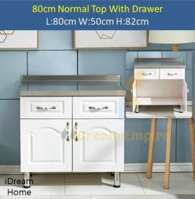 [PRE ORDER] Stainless Steel Wood Kitchen Cabinet with Stainless Steel Top + Drawer (2 Doors) - Self assembly