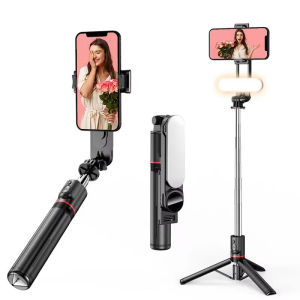Portable Bluetooth Selfie Stick Phone Mini Tripod With LED Selfie Light Extendable Tripod Stand 360° Rotation For iPhone Huawei