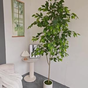 140-210cm Artificial Ficus Plant Banyan Tree Branch Indoor Outdoor Ornament Fake Plant for Home Balcony Living Room Decoration