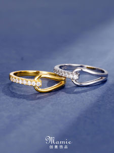 Titanium Steel Geometric Diamond Embedded Ring Hollow Design Womens Fashion Jewelry Non-Fading Floral Pattern Korean Style