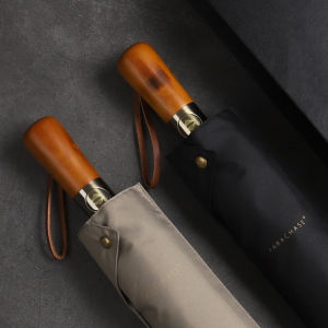 Parachase Wooden Automatic Folding Umbrella Men Business Classic Style Double Layer Windproof New Umbrella Rain