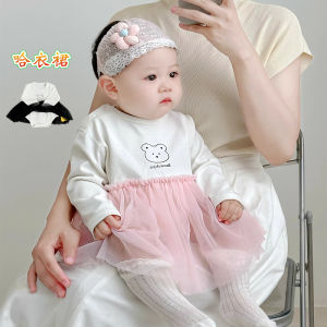 Spring Autumn Princess Dress for Baby Girls Infant Maternity Cotton Polyurethane Elastic Fiber No Bones Full Month Dress
