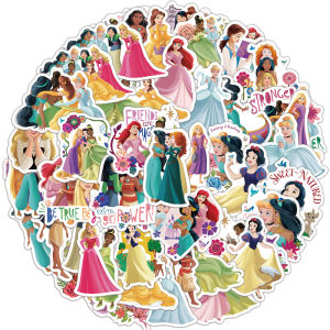 Disney | Bộ 50 Công Chúa Disney Dán Hỗn Hợp Kawaii Ariel Aurora Belle Hoạt Hình Thẩm Mỹ Graffiti Cho DIY Mũ Bảo Hiểm Laptop Du Lịch Hành Lý