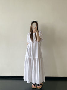 Minimalist White Midi Short Sleeve Dress for Spring Summer