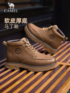 Camel Mens Martin Boots Soft Leather Wear-Resistant Anti-Slip Comfortable British Style Thick Bottom Autumn Winter New Arrival