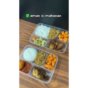 Thinwall 4Sekat Tebal Tutup Datar Atau 4 Sekat Tutup Cembung Kotak Makan Bento Plastik Dus Medan