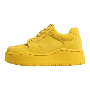 KAMIGAO | Womens Leather Insole Heightening Board Shoes Casual Yellow Bread Thick Bottom Platform Leisure Shoes Korean Style Cross Buckle