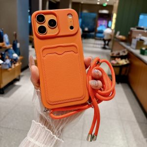 ID ATM Card Slot Phone Case For iPhone 17 16 15 14 13 12 11 Pro Max Air Crossbody Adjustable Lanyard Strap Rope Anti-fall Cover