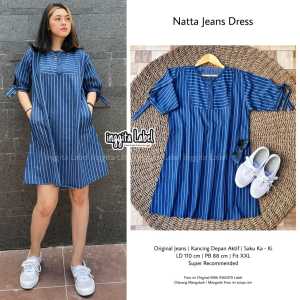 NATTA JEANS DRESS (DRESS JEANS MOTIF SALUR)