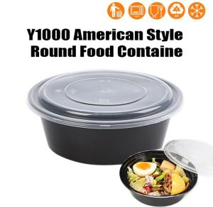 PP Round Takeaway Container/ Bekas Mee/ Dabao container -Y1000 (Black) (With Clear Lid) (50sets) [Environmental]