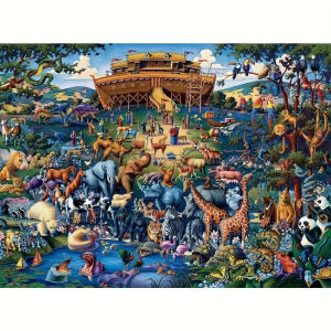 Noahs Ark Animal Jigsaw Puzzle - 500/1000/1200/2000PCS Challenge for Pet Lovers Vibrant Biblical Artwork with Flip-Top Design