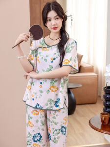 KASIHAN | Thin Summer Chinese Style Cotton Silk Short Sleeve Sleepwear Set