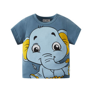 Summer Childrens Half Sleeve T-Shirt Elephant Print Cotton