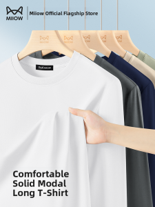 miiow | Mens Long Sleeve Modal T-Shirt Breathable Seamless Comfortable Spring Autumn Outerwear Catman Silk Luminous New 2025 Model