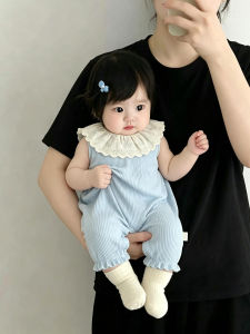 Summer Lightweight Sleeveless Lace Collar Baby One-piece