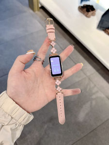 Iboann Metal Leather Hybrid Huawei Band 9/8 Honor Bracelet NFC Version Chain Style Womens Watch Strap Fashionable Replacement Wristband