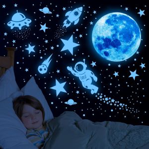 531Pcs Glow in The Dark Stars Galaxy Astronaut Rocket Spacecraft Alien DecorationPlanet Wall Decals for Kids