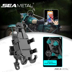 SEAMETAL Motorcycle Bike Phone Holder Shock Absorbtion Bicycle Handlebar Rearview Mirror Mount For 4.7-7.1 Inch Phone Bracket