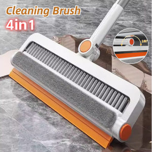 Household 4-IN-1 Cleaning Brush Sweeping Wiping Rotating Mop Long Handled Hard Bristled Bathroom Cleaning and Scraping