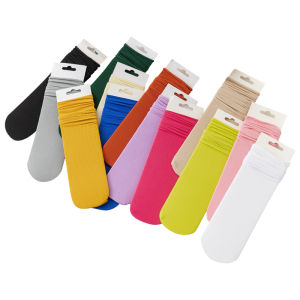 Womens Velvet Long Tube Socks Thin Summer Spring Season Mid-Calf Ice Ice Absorbent Breathable Moisture Wicking Solid Color