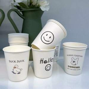 10/50pcs Simple Style Multi-Pattern Paper Cups Thickened Drinkingware Leak-Proof 250MLOutdoor Camping Office Disposable Cups
