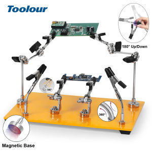 Toolour Magnetic Helping Hands Soldering Tool with 6 Metal Flexible Arms PCB Holder Third Hand Tool for Electronics Repair