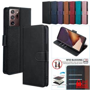 Book Style Magnetic Buckle Flip Wallet Case for Samsung Galaxy Note 20 Ultra Note 10 Pro Plus S21 Ultra Card Slots Holster RFID