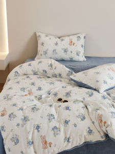 Autumn Winter New Arrival 230g Printed Milk Velvet Bedding Set Fresh Floral Bed Sheet Cover Duvet Cover Bed Canopy Bedding