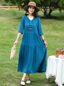 Mom Plus Size Slimming Cotton Dress