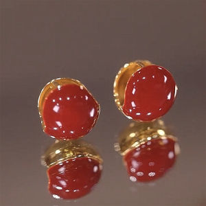 Retro Red Earrings Womens Fashion  out New Love Bean Ear Jewelry Alloy Plated Silver Gold Floral Pattern Korean Style