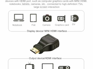 【Bmax Store】Gold Plated Mini HDMI Male to HDMI 19 Pin Female Adapter(Black)