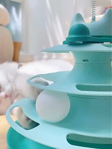 รางบอลแมว ทาวเวอร์ 4 ชั้น ของเล่นแมว ของเล่นแมว มีที่เสียบไม้ตกแมว บอลแมว มีลูกบอล