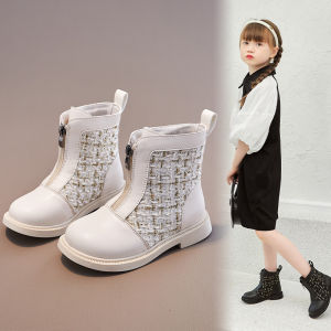 DTNOW Childrens Short Boots Zipper Side Design Kids New Fashion Non Slip Round Toe Soft Thick Sole Shoes Girls Cute Popular Shoes