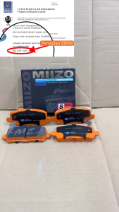 HRV RU5 T7A 2015-2020 BELAKANG REAR DISC BRAKE PAD SET MIIZO D5226