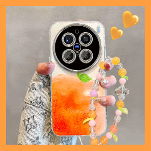 Vivox200Pro Womens Shell Pattern Phone Case Summer New Orange Bracelet S19/18Pro Protective Film Built-In Anti-Fall Soft Cover