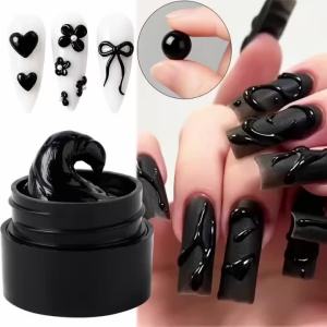 FULL BEAUTY | 5ml Black 3D Sculpting Gel Nail Polish Non-Stick Hand for Nail Extensions Flower Shaping Modeling Black Solid Gel Nail Decor