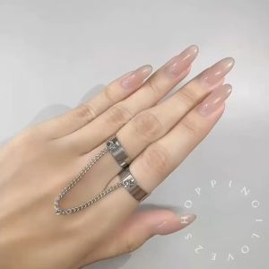 Link5-32 Double-use ear clips smooth opening stainless steel rings chain double rings boys and girls rings