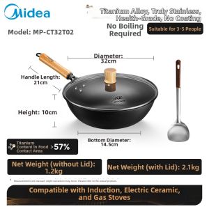 Midea | Titanium Infused Non-Stick Coating-Free Induction Ready Home Iron Wok