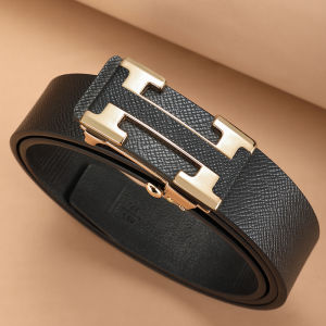 HUANGYENIUJIA | Automatic Buckle No Teeth No Holes Fashion Leather Belt