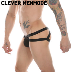 กางเกงในเซ็กซี่สำหรับผู้ชายจีสตริงจีสตริงแบบกลวงก้นห่วงโลหะยืดหยุ่นกางเกงในระบายอากาศผู้ชาย