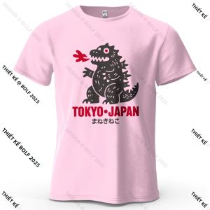 Áo Thun Nam In Hình Khủng Long Tokyo 100% Cotton Nhật Bản Harajuku Graphic Tees Casual Streetwear Dành Cho Nữ Tay Ngắn Cổ Chữ O
