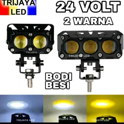 Lampu Tembak Sorot Laser Gun 24 Volt SQL 2 3 Mata LED SQL2 SQL3 Truk Bus Canter Putih Kuning 2 Warna OWL D2 Hi Lo CWL Cutoff Motor Mobil High Low Lasergun Offroad Bar Cree Jauh Dekat Dim Truck Bis Fuso Ragasa Traktor Tronton Foglamp ARB Worklight 3 Kabel