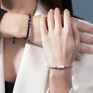 2pcs Bamboo Slub Couple Bracelets for Women and Men Handmade Woven Charm Bracelet Couple items for Lovers Gift for Girlfriend