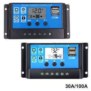 Winnereco 12V/ 24V Solar Panel Regulator with Adjustable LCD Display Solar Panel Charge Controller for Home