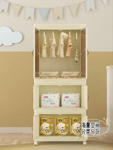 Double Open Doors Kids Wardrobe Clothes Storage Cabinet Multipurpose Flodable Clothes Storage Cabinet with Hanging Kids Wardrobe
