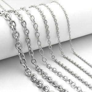 5 Yards/Lot Stainless Steel Round Cross Necklace Chains Bulk For DIY Jewelry Findings Making Materials Handmade Supplies