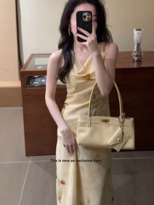 VKSOD | French Vintage Sensation Womens Summer New Unique Beautiful Gentle Long Dress Floral Print Halter Neck Strapless A-Line Gown