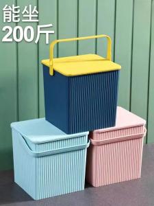 ตะกร้าอาบน้ำพร้อมฝาปิดเพิ่มความหนาสามารถนั่งในห้องอาบน้ำห้องอาบน้ำใช้สำหรับจัดเก็บของอเนกประสงค์ตะกร้าอาบน้ำแบบหิ้วไซส์ใหญ่ใช้ในบ้าน