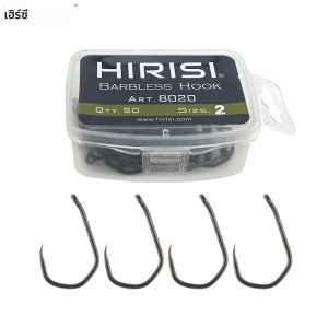 Hirisi 50 ชิ้น PTFE เคลือบคาร์บอนสูงสแตนเลส Barbless ปลาตะขอ Eye 8020 อุปกรณ์ตกปลา